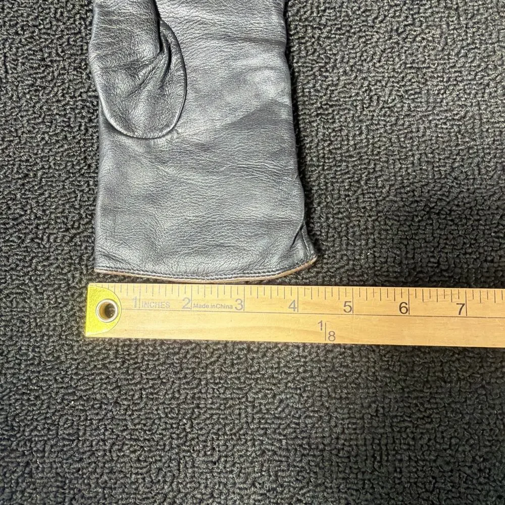 Women's 100% Cashmere Lined 100% Leather 4 Button Gloves Women's Black Large